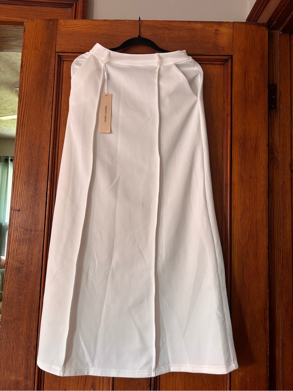 Women's White A-Line Midi Skirt - Perfect Corset